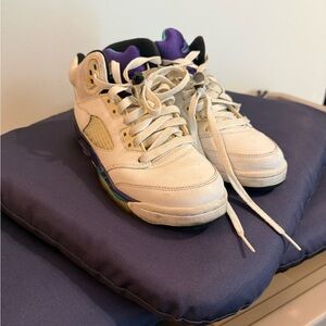 Jordan White and Purple Sneakers with Classic Design